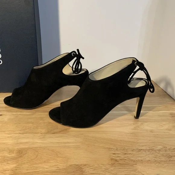 Women's‎ Cole Haan Emmett Lace Up Booties Clogs Shoes Size 7 Black Suede - Picture 3 of 8